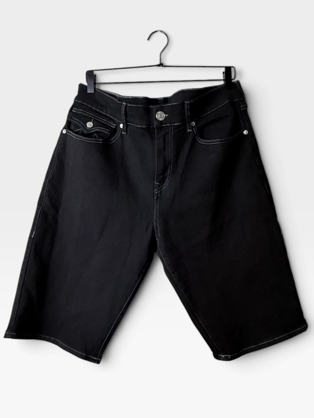 True Religion Ricky Relaxed Straight Men's Jean Short Size 34 Black (B)